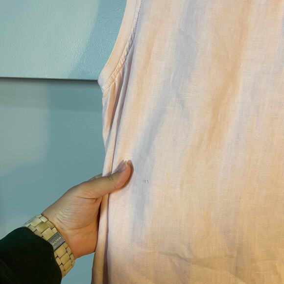 FLAX Light Pink 100% Linen Tunic Top Light Pink SZ SMALL A-Line Swing Longline - Picture 3 of 7